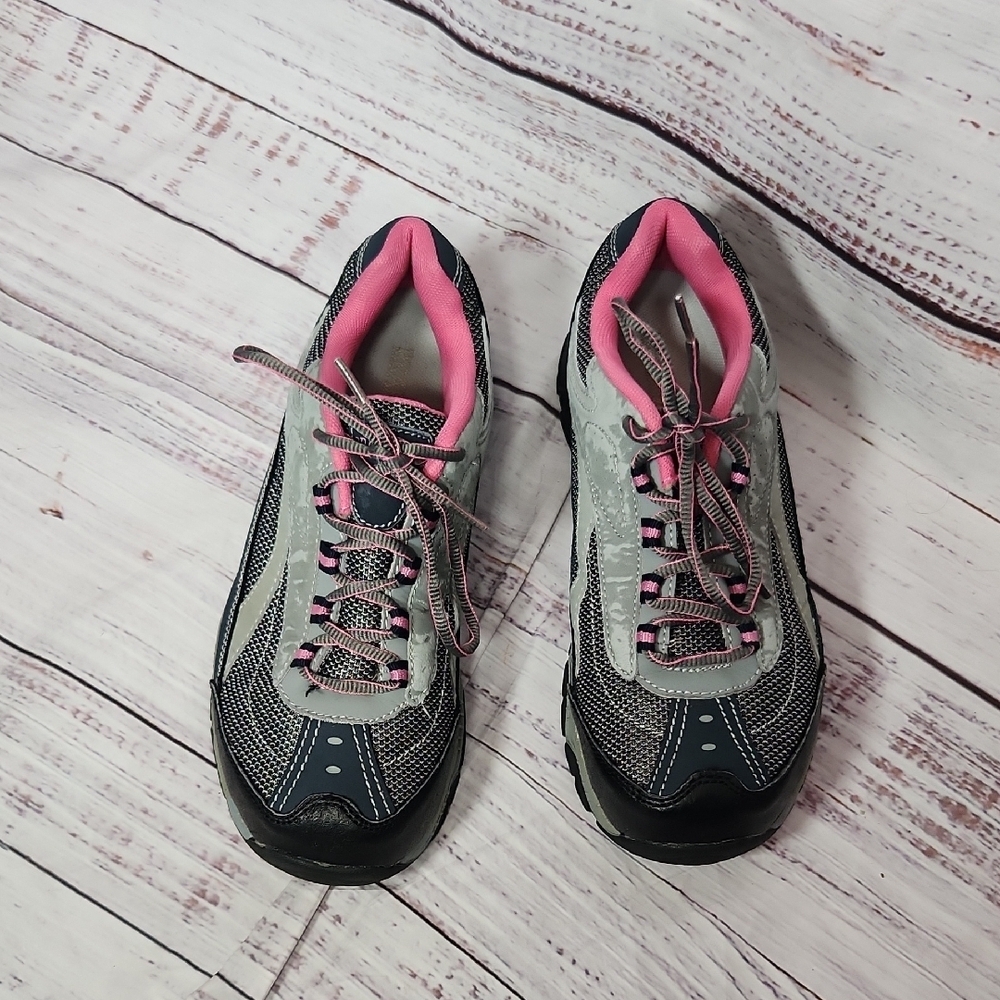 Brahma Women's Steel Toe Work Pink and Gray Shoes